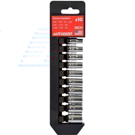 Jeu de 10 douilles US - inch -carré 1/4 "
