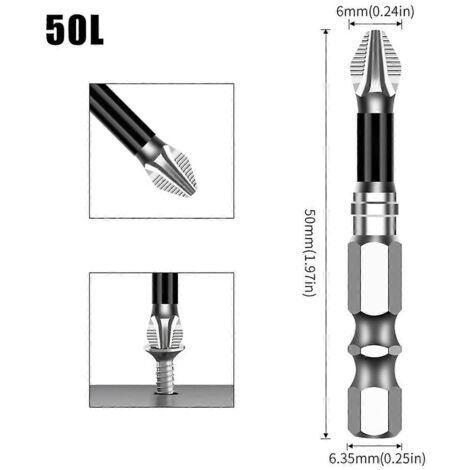 Jeu de 10 embouts de tournevis de 50 mm avec embouts magnétiques à impact