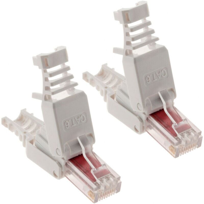 Cyslmuk - Jeu de 10 fiches RJ45 cat 6, outils non inclus, fiches cristal sans pression catégorie 6e