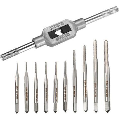 Jeu de 10 mini tarauds et filières métriques micro M1-M3,5 avec clé réglable pour tarauds M1-M8