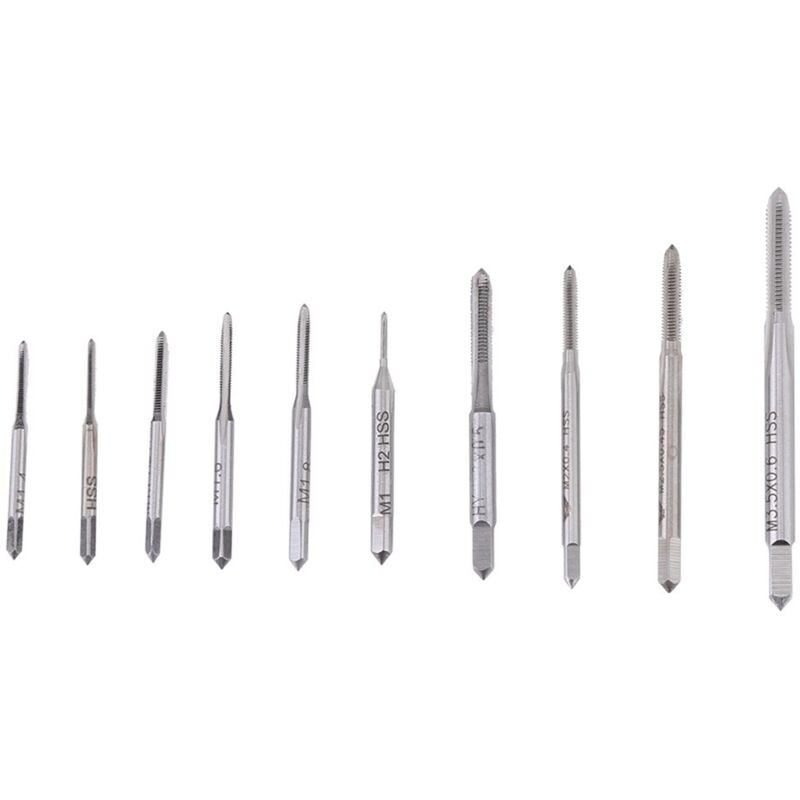 Jeu de 10 tarauds à fente droite mini M1-M3.5 (spécifications : M1, M1.2, M1.4, M1.6, M1.7, M1.8, M2, M2.5, M3, M3.5)