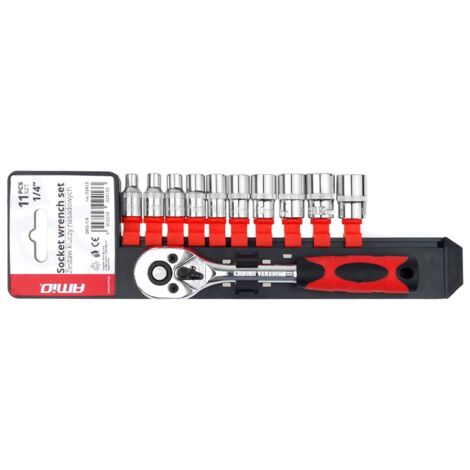 Jeu de 11 clés à douille à cliquet 1/4"" 4-13 mm AMIO-02413