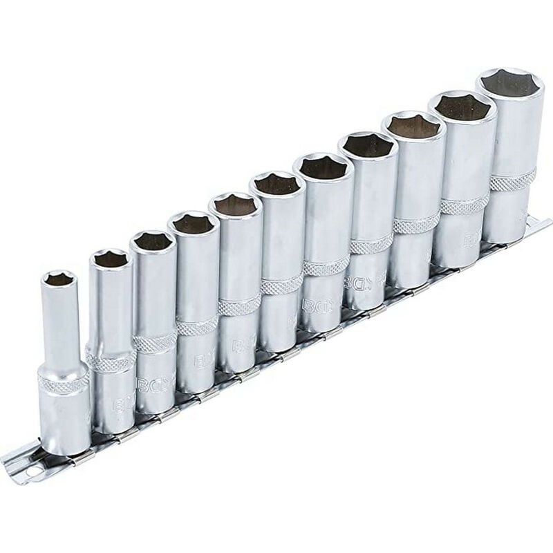 Jeu de 11 douilles extra longues 6 pans carre cliquet de 3/8 bgs - 8 a 19 mm