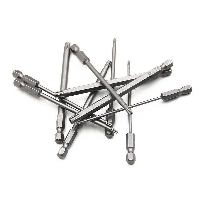 Largeight - Jeu de 11 embouts longs Torx pour tournevis et visseuse électrique - Embouts magnétiques - Tige hexagonale de 1/4' - Tailles T6 à T40