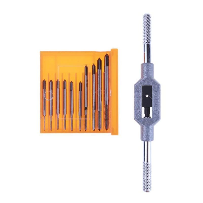 Gotrays - Jeu de 11 Mini Clés à Tarauder, Ensemble de Porte-tarauds à Filetage Manuel en Acier à Grande Vitesse M1, M1.2, M1.4, M1.6, M1.7, M1.8, M2,