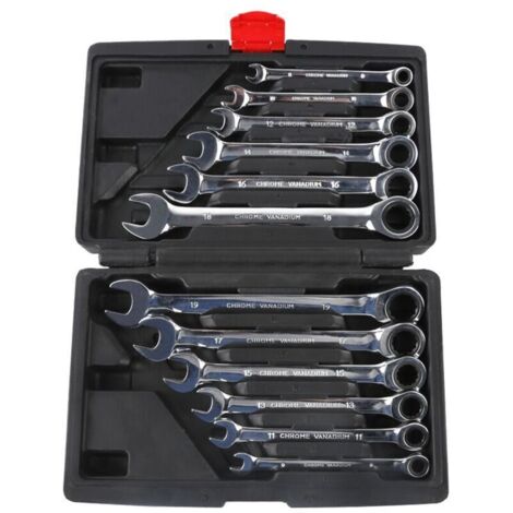 Jeu de 12 Clé à cliquet mixtes combiné Spanner tête fixe