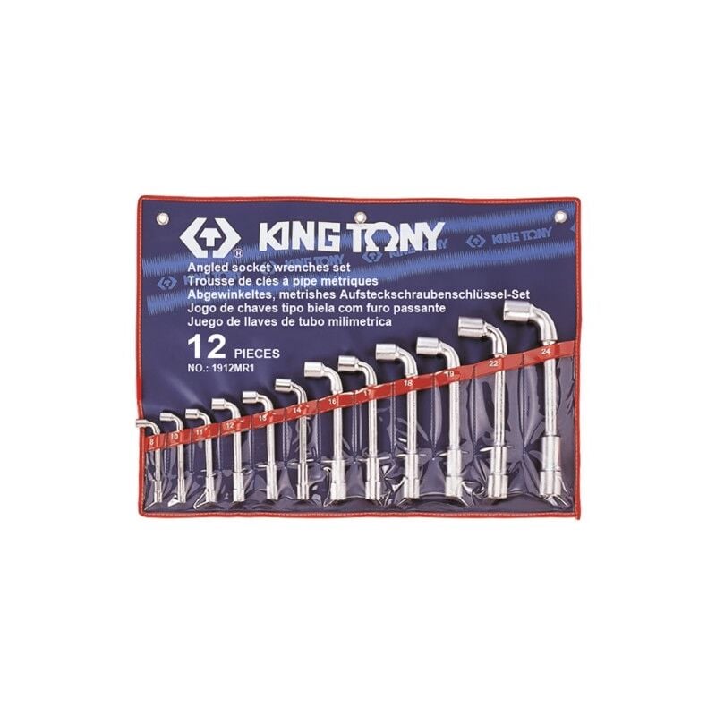 KING TONY - Jeu de 12 clés à pipe débouchées de 8 à 24mm 6x6pans