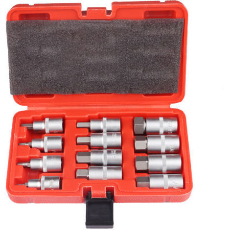 Jeu de 12 Douilles Allen 1/2" - douille 6 pans 1/2 Creux 5-22 mm - Six Pans Extérieurs Avec Mallette en Plastique