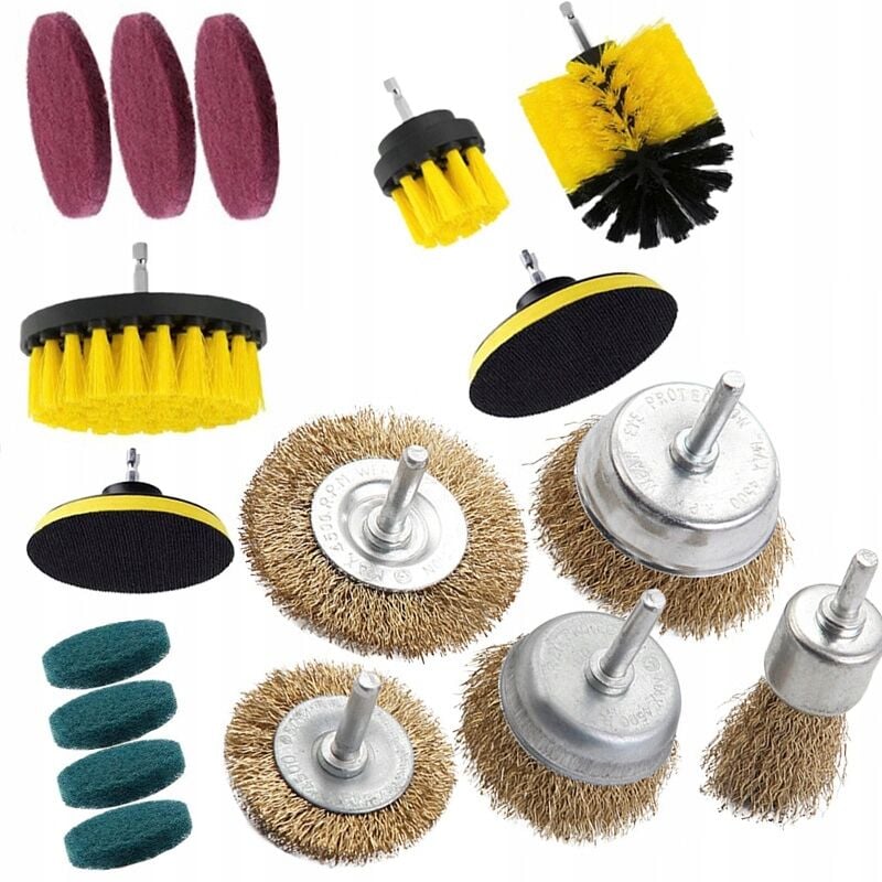 Set di 12 elementi di pulizia per cacciavite + Set di 5 spazzole metalliche per cacciavite