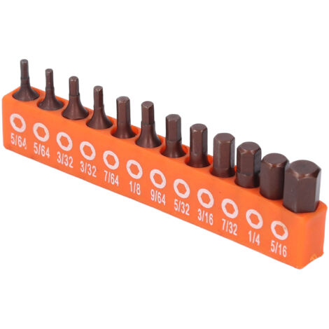 Jeu de 12 embouts hexagonaux impériaux à queue de 1/4" pour perceuse et tournevis électrique, en acier allié S2, 25 mm, avec support de rangement