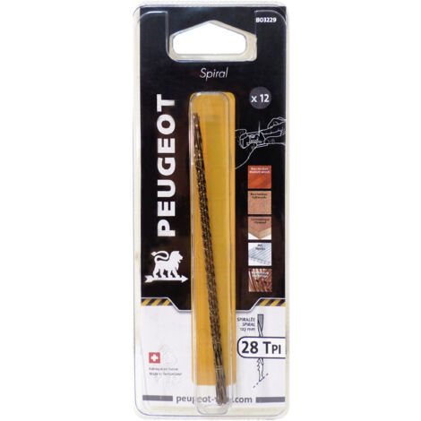 HD OUTILLAGE Jeu de 12 lames à chantourner spiralées D. 1,3 mm - 28 TPI - 803229 - Peugeot - 28 TPI