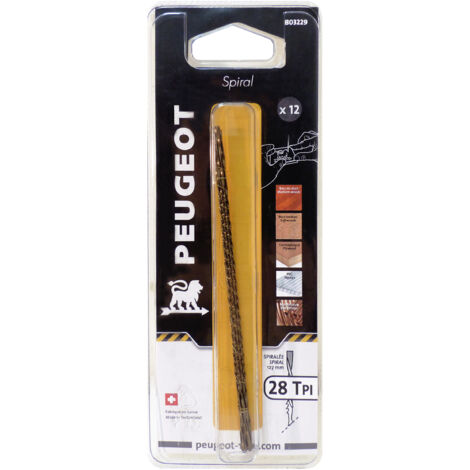 HD OUTILLAGE Jeu de 12 lames à chantourner spiralées D. 1,3 mm - 28 TPI - 803229 - Peugeot - 28 TPI