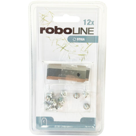 Jeu de 12 lames adaptables pour robots Stiga – Longueur 44 mm – Compatible modèles A1500, A3000, G1200, G300, G600