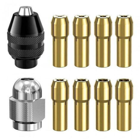 Jeu de 12 pinces de serrage pour mandrin de perceuse Dremel, de 1/32 po à 1/8 po, de remplacement pour mandrin de perceuse sans clé 4486