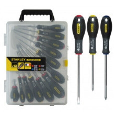jeu de 12 tournevis fatmax réf. caractéristiques plats 2,5x50 / 4x100 / 5,5x150 / 6,5x30 / 5,5x100 / 8x150 / ph0x75 / ph1x100 /