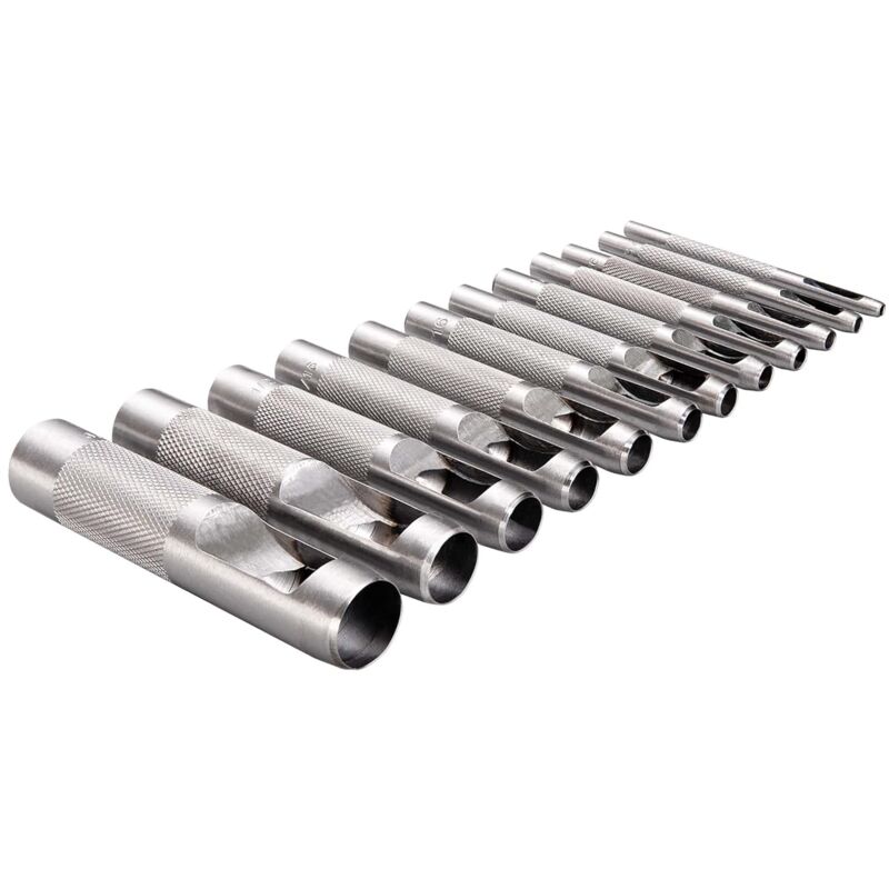 Jeu De 12pcs Poinçon Creux Poinçons ronds Outil de Coupe Perforateur de Cuir pour Ceinture, Caoutchouc, Carte, Joints, Plastique, Papier, Bracelet de