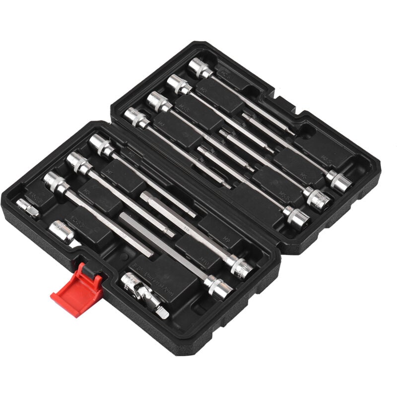 Lifcausal - Jeu de 13 douilles hexagonales extra longues métriques Allen de 3/8 po 10 pièces Tailles 3 mm – 10 mm Longueur de la tige 6 po Embouts en