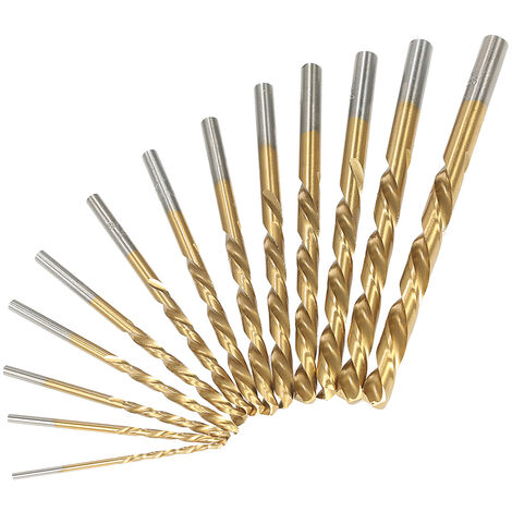 Jeu de 13 pieces M2 HSS perceuse a gauche revetue de nitrure de titane boite en fer noir