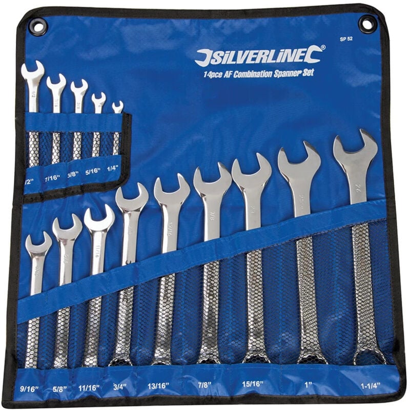 Jeu de 14 cles mixtes oeil plates cotes pouces us anglaises de 1/4 à 1-1/4