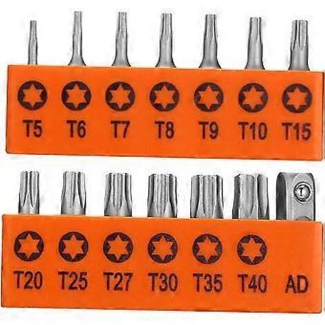Jeu de 14 embouts hexagonaux de sécurité en acier Tri Wing T5 T40 pour tournevis