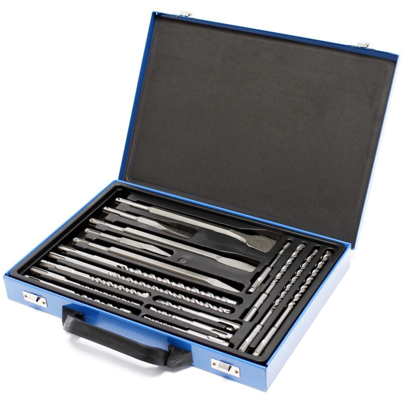 Wiltec - Jeu de 17 forets et burins sds avec coffret perforateur burineur marteau-piqueur maçonnerie
