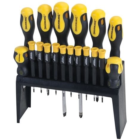 JEU DE 18 TOURNEVIS À MANCHE CAOUTCHOUTÉ 18 PCS SILVERLINE 633940
