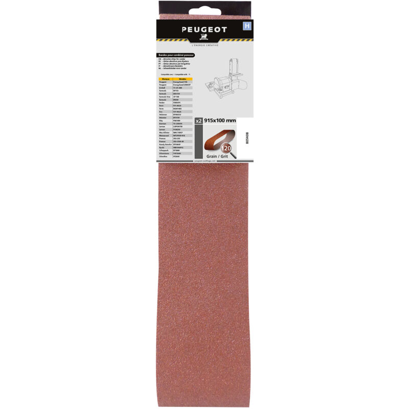 Jeu de 2 bandes abrasives 915x100 mm Grain 120 Longueur 915 mm, Largeur 100 mm, Type de consommable GR120 , Préconisation Apporoche de finition ,