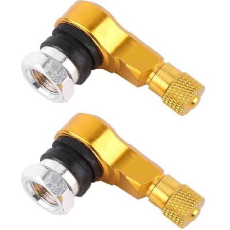 Jeu de 2 bouchons de valve universels en aluminium pour pneus de moto - Angle de 90°, étanches, durables et pratiques, dorés