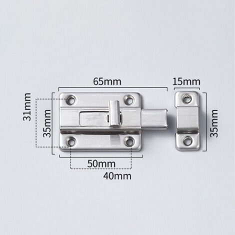 Jeu de 2 boulons de porte, serrure de porte antivol en acier inoxydable