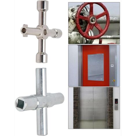 Jeu de 2 clés à eau à 4 voies, pour robinets, radiateurs et compteurs de gaz.