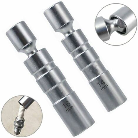 Jeu de 2 clés magnétiques universelles flexibles pour bougies d'allumage Outil de démontage de douille de bougie d'allumage - 14 mm et 16 mm - RWAuto et moto ›Outillage et dépannage› Outillage moteur