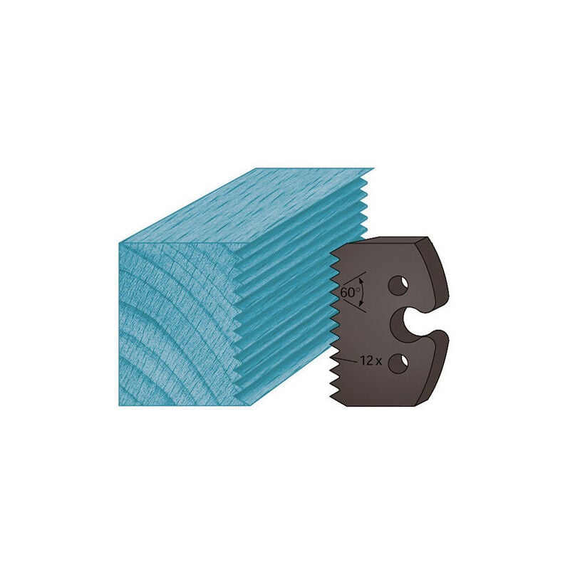 Diamwood - Jeu de 2 contre-fers profilés Ht. 48 x 5,3 mm enture multiple 4 mm A203 pour porte-outils de toupie - Acier - Dimensions : Ht. 48 mm, l.