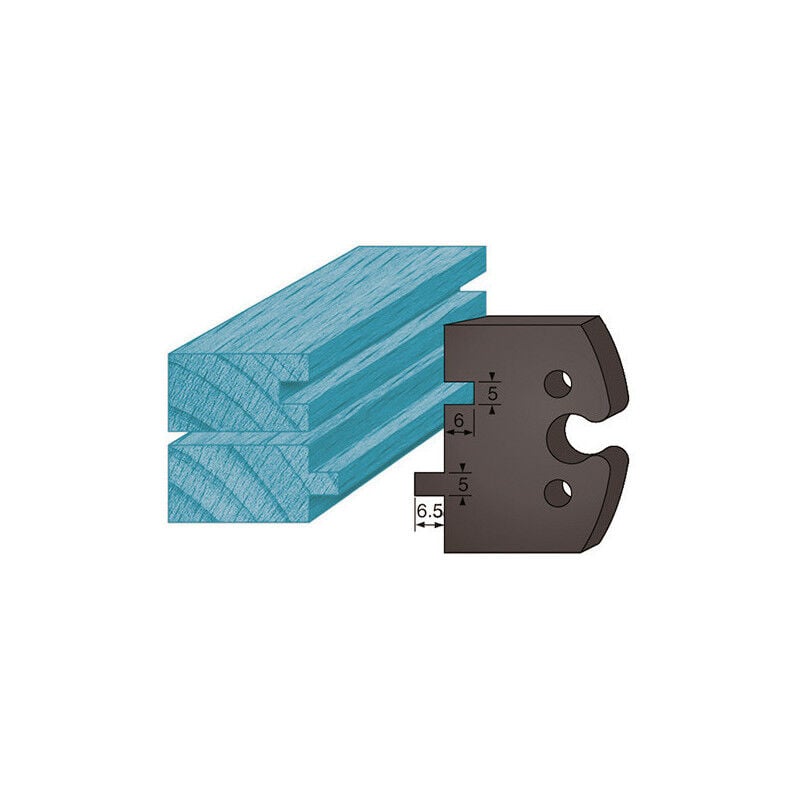 Diamwood - Jeu de 2 contre-fers profilés en Acier - Ht. 48 x 5,3 mm - Épaisseur 5,3 mm - Languette/Rainure 5 mm - Compatible avec porte-outils de