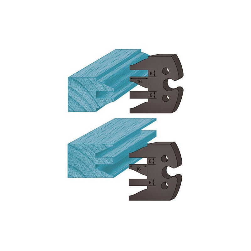 Diamwood - Jeu de 2 Contre-fers Profilés en Acier pour Porte-Outils de Toupie - Hauteur 48 mm - Épaisseur 5,3 mm - Entraxe 24 mm - A232 - Usage