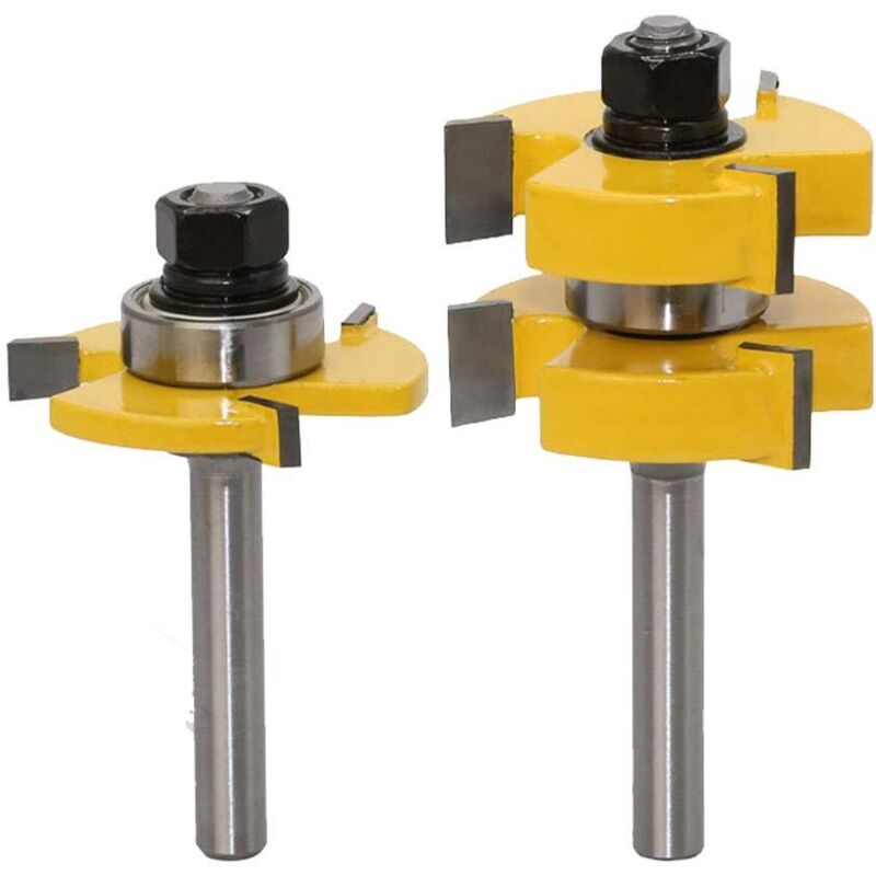Jeu de 2 couteaux à percussion à rainure et à languette 8-manche Jeu de couteaux en forme de T à 3 dents forme de tige en T de 8 mm Outil de Travail