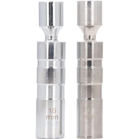 Jeu de 2 douilles à bougies d'allumage 14 mm et 16 mm, entraînement 3/8 pouce, 12 pans, magnétiques et pivotantes, pour la réparation automobile