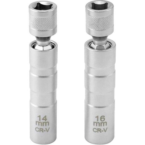 Jeu de 2 Douilles à Bougies Magnétique, 3/8" 12 Points Outil de Retrait de Bougie (14mm & 16mm)