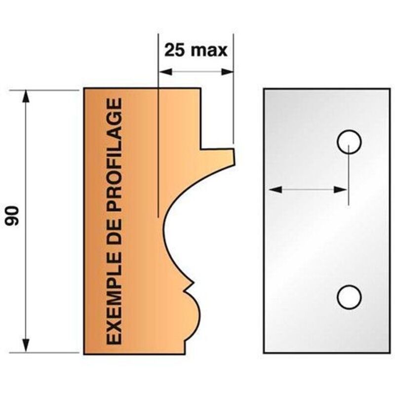 Leman - Jeu de 2 fers bruts N°299 pour porte-outils Ht.90 mm