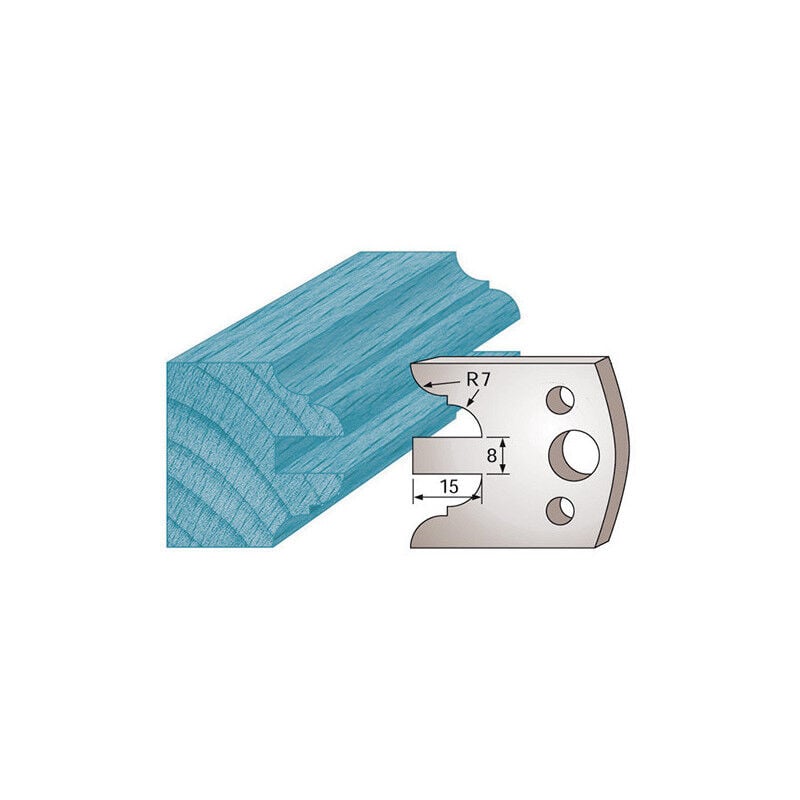 Jeu de 2 fers profilés Ht. 40 x 4 mm M98 - Útil pour porte-outils de toupie - Acier sp - Entraxe 24 mm - Usage professionnel - Diamwood