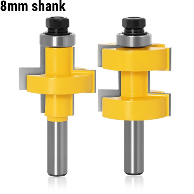 Sjqka - Jeu de 2 mèches de routeur à languette et rainure, languette et rainure assorties à 90 degrés, fraise à bois, outil de coupe du bois(Size:8mm
