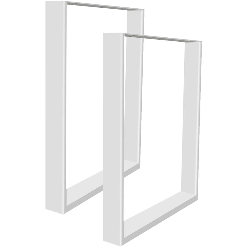 Jeu de 2 Pieds de table en acier format rectangulaire noir, Pieds pour meubles, Pieds de table métal 6072 cm - blanc