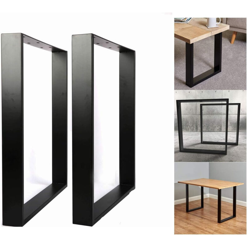 Jeu de 2 PIEDS de TABLE en "CARRE" Couleur: Noir ou Inox Noir