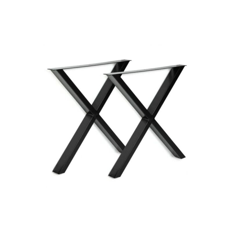 Jeu de 2 PIEDS de TABLE en "CROIX" Couleur Noire ou Inox Noir