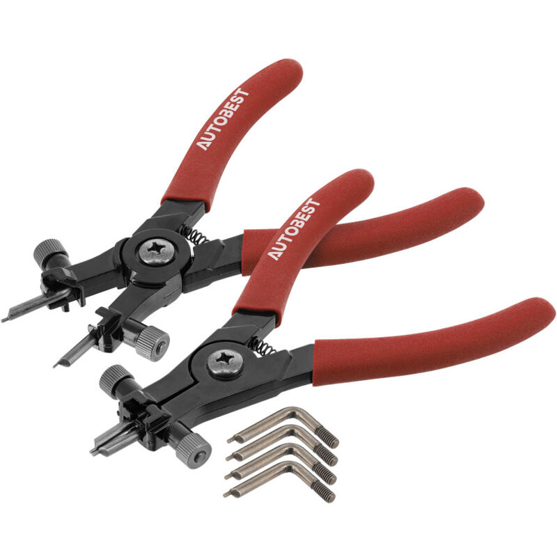 Autobest - Jeu de 2 pinces circlips intérieures et extérieures avec embouts droits et coudés
