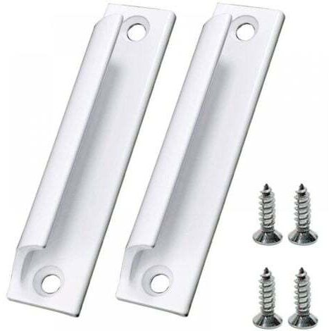 Jeu de 2 poignées de portes coulissantes blanches Poignées de fenêtre avec vis