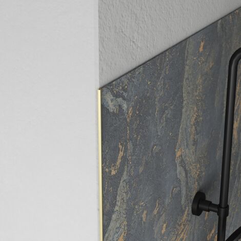 Aurlane – Jeu de 2 profilés de finition en aluminium or brossé – Longueur 2100 mm – Compatible avec panneaux WALL'IT et STONE'IT