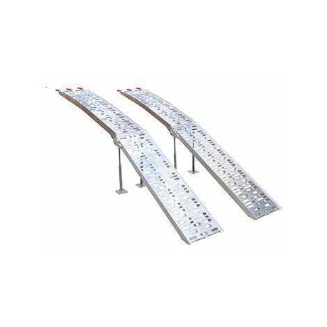 Jeu De 2 Rampes Courbées Pliables En Alu L: 226 Cm, L: 30 Cm, Longueur Pliée: 116 Cm, Livrée Avec 4