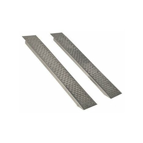 Jeu De 2 Rampes Droites Aluminium L: 200cm L: 20 Cm, Profil Antidérapant D'une Capacité Maximum De 4