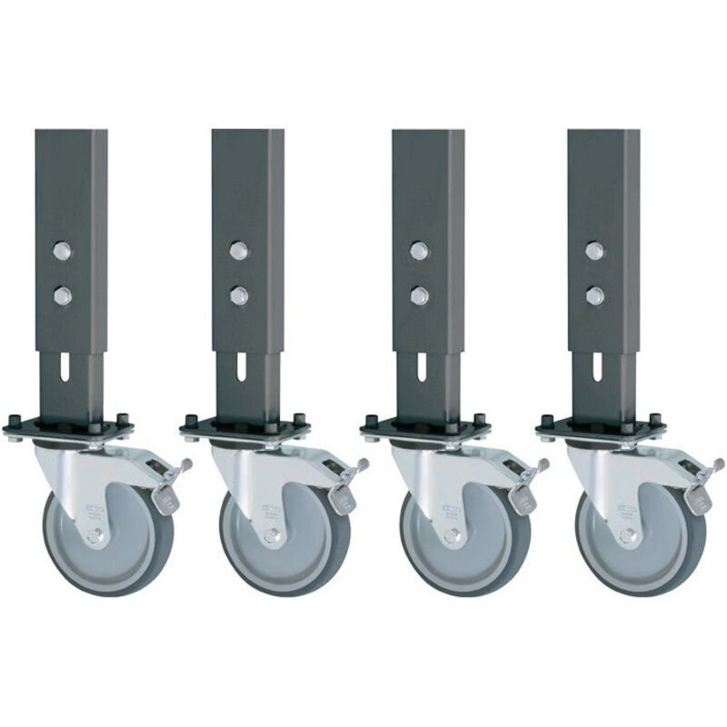 Jeu de 4 roulettes pivotantes avec frein D.125mm pour établis H.760-1080mm RAU
