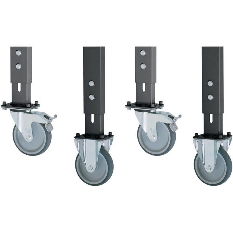 Jeu de 2 roulettes fixes/2 roulettes pivotantes avec frein D.125mm pour établis H.760-1080mm RAU